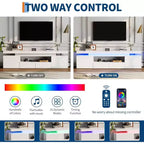 Mobile TV a L bianco/nero lucido con LED RGB, adatto a TV fino a 95 pollici