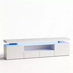 Mobile TV a L bianco/nero lucido con LED RGB, adatto a TV fino a 95 pollici