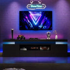 Mobile TV a L bianco/nero lucido con LED RGB, adatto a TV fino a 95 pollici