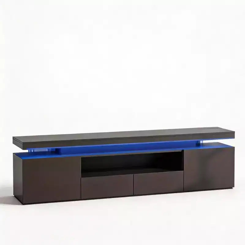 Mobile TV a L bianco/nero lucido con LED RGB, adatto a TV fino a 95 pollici
