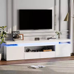 Mobile TV a L bianco/nero lucido con LED RGB, adatto a TV fino a 95 pollici