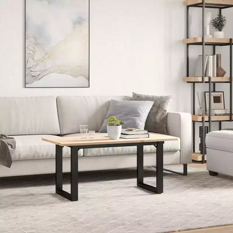 vidaXL Coffee Table O-Frame Solid Wood Pine and Steel