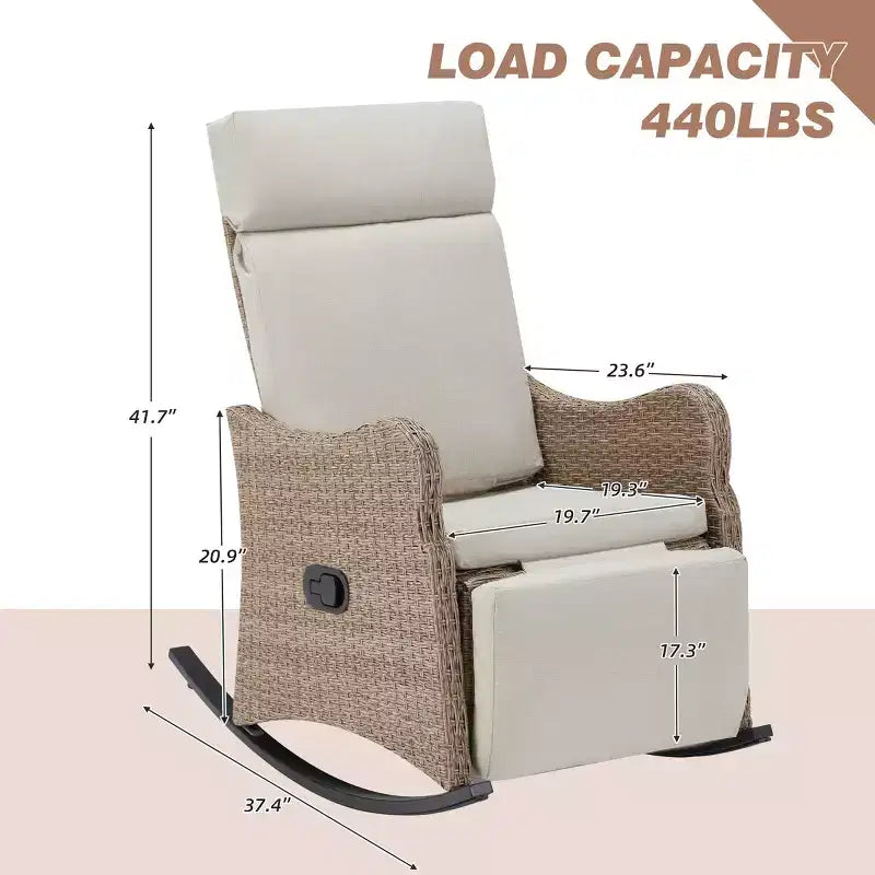 EROMMY Outdoor Rocker Wicker Chair with Cushions