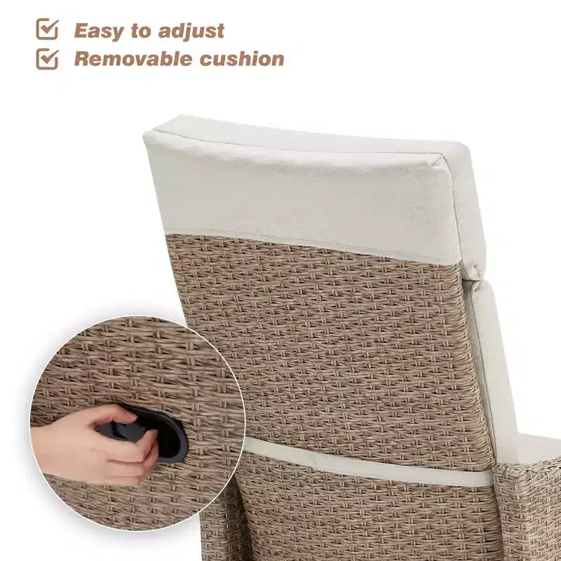 EROMMY Outdoor Rocker Wicker Chair with Cushions
