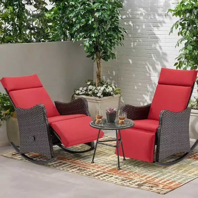 EROMMY Outdoor Rocker Wicker Chair with Cushions