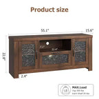 Credenza da 55" con ante in acrilico, nero / marrone rustico / bianco