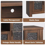Credenza da 55" con ante in acrilico, nero / marrone rustico / bianco