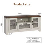 Credenza da 55" con ante in acrilico, nero / marrone rustico / bianco