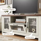 Credenza da 55" con ante in acrilico, nero / marrone rustico / bianco