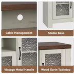 Credenza da 55" con ante in acrilico, nero / marrone rustico / bianco