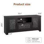 Credenza da 55" con ante in acrilico, nero / marrone rustico / bianco