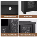 Credenza da 55" con ante in acrilico, nero / marrone rustico / bianco