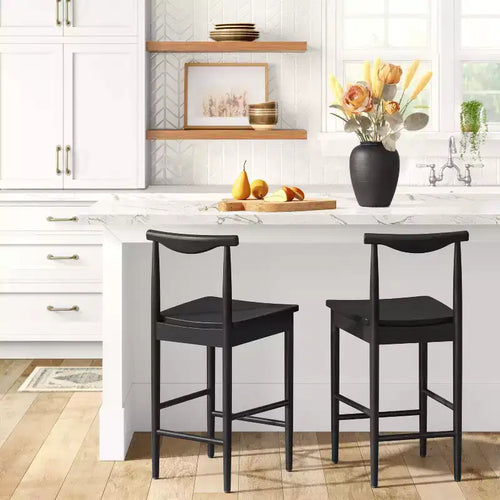 23.94" Biscoe Wood Counter Height Barstool with Footrest Black - Threshold™