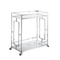 Town Square Bar Cart Clear Glass/Mirror/Chrome - Breighton Home: Glam Style, 2 Tier, Lockable Wheels