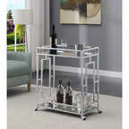 Carrello bar Town Square Vetro trasparente/Specchio/Cromo - Breighton Home: Stile Glamour, 2 ripiani, Ruote bloccabili