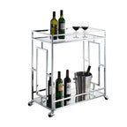 Carrello bar Town Square Vetro trasparente/Specchio/Cromo - Breighton Home: Stile Glamour, 2 ripiani, Ruote bloccabili