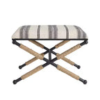 Sgabello/Pouf ottomano accentuato Ashburn Boho da 24" avvolto in corda in stile militare: imbottito, nessun assemblaggio richiesto - Linon