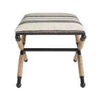 Sgabello/Pouf ottomano accentuato Ashburn Boho da 24" avvolto in corda in stile militare: imbottito, nessun assemblaggio richiesto - Linon