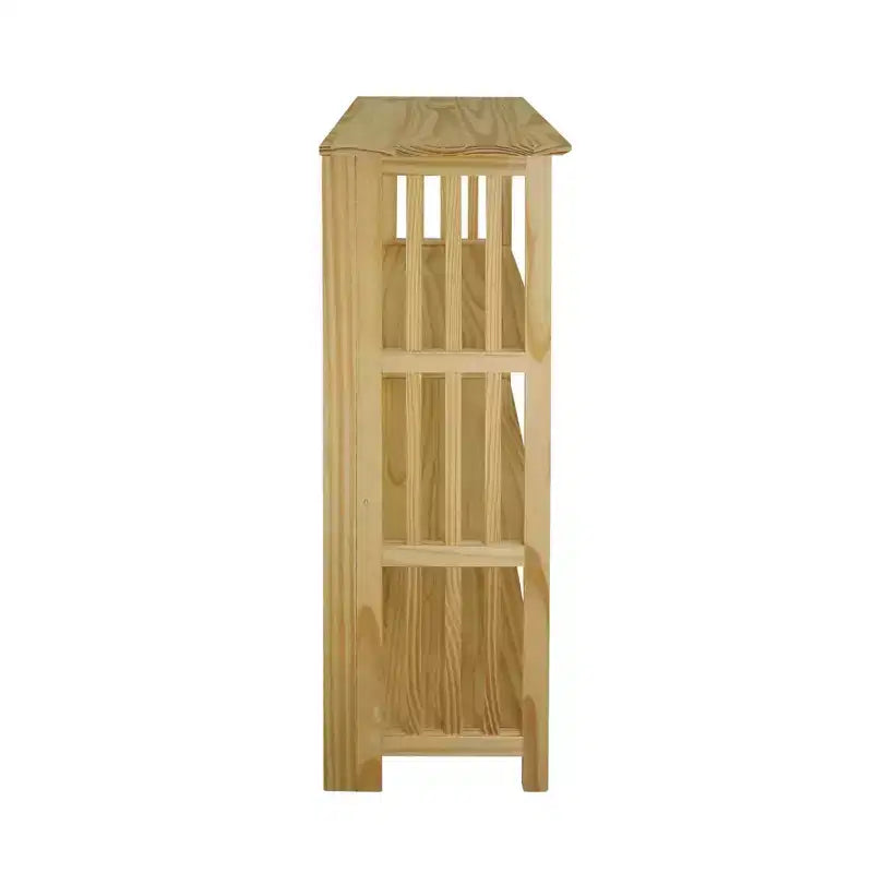 Libreria Pieghevole Naturale a 4 Ripiani, Struttura in Pino, 1 Persona