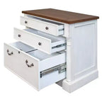 Classificatore laterale bianco a 3 cassetti - legno, top Rustic Cherry, singolo utente