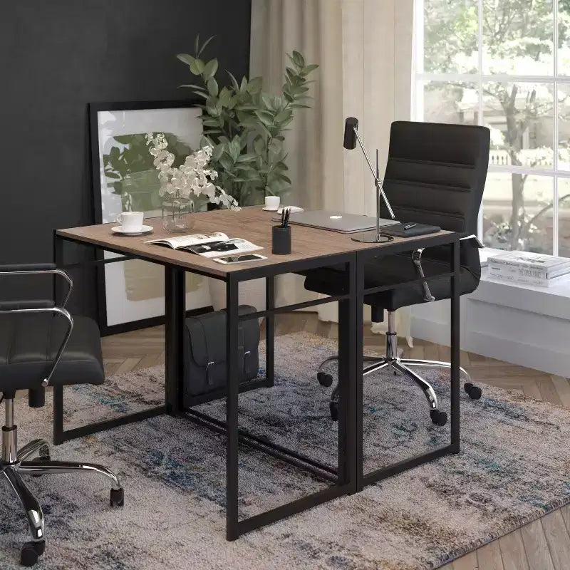 Flash Furniture Scrivania Pieghevole Rustica per Computer da Ufficio - 40