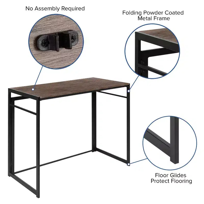 Flash Furniture Scrivania Pieghevole Rustica per Computer da Ufficio - 40