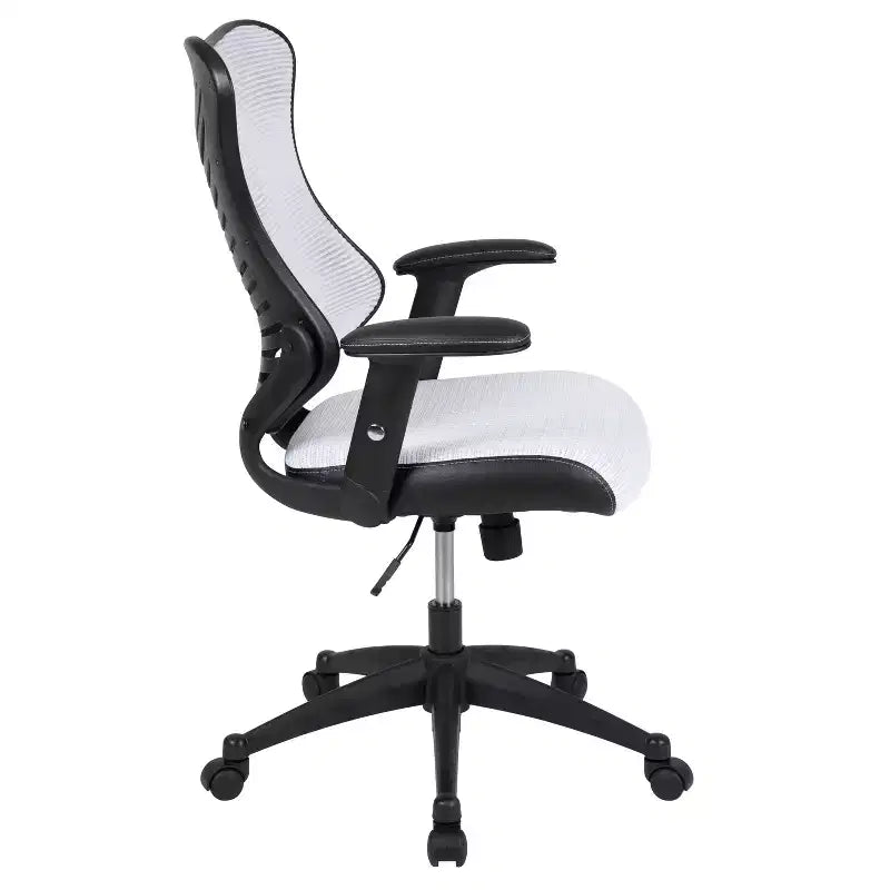 Sedia da ufficio ergonomica girevole Flash Furniture con schienale alto in rete, braccioli regolabili
