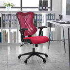 Sedia da ufficio ergonomica girevole Flash Furniture con schienale alto in rete, braccioli regolabili