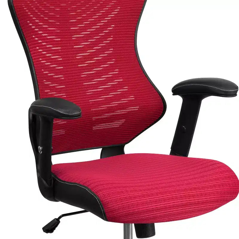 Sedia da ufficio ergonomica girevole Flash Furniture con schienale alto in rete, braccioli regolabili