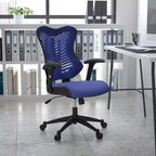 Sedia da ufficio ergonomica girevole Flash Furniture con schienale alto in rete, braccioli regolabili