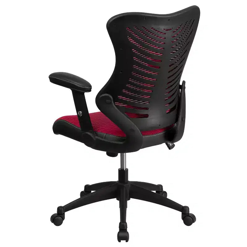 Sedia da ufficio ergonomica girevole Flash Furniture con schienale alto in rete, braccioli regolabili