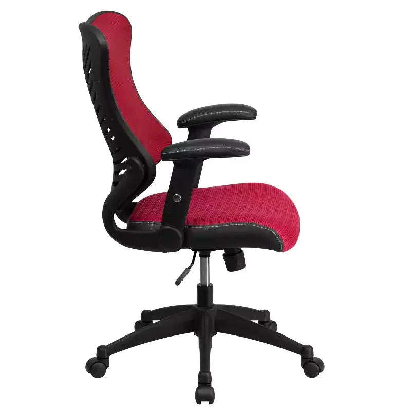 Sedia da ufficio ergonomica girevole Flash Furniture con schienale alto in rete, braccioli regolabili