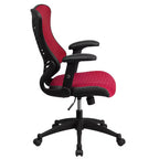 Sedia da ufficio ergonomica girevole Flash Furniture con schienale alto in rete, braccioli regolabili