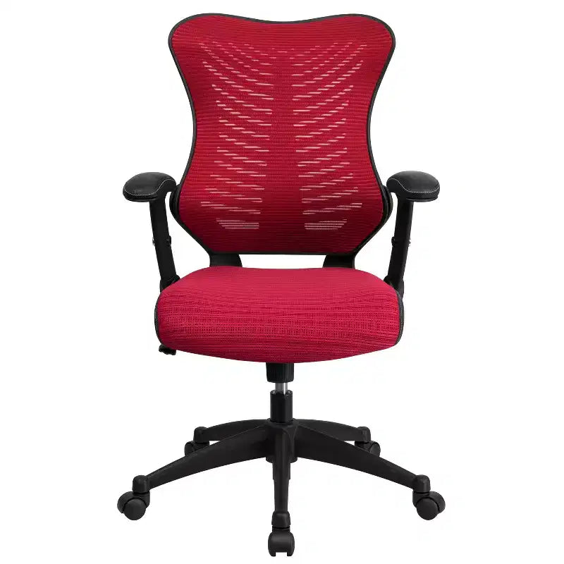 Sedia da ufficio ergonomica girevole Flash Furniture con schienale alto in rete, braccioli regolabili