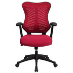 Sedia da ufficio ergonomica girevole Flash Furniture con schienale alto in rete, braccioli regolabili