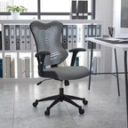 Sedia da ufficio ergonomica girevole Flash Furniture con schienale alto in rete, braccioli regolabili