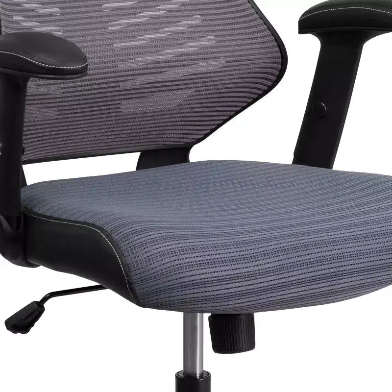 Sedia da ufficio ergonomica girevole Flash Furniture con schienale alto in rete, braccioli regolabili