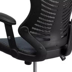 Sedia da ufficio ergonomica girevole Flash Furniture con schienale alto in rete, braccioli regolabili