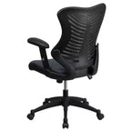 Sedia da ufficio ergonomica girevole Flash Furniture con schienale alto in rete, braccioli regolabili