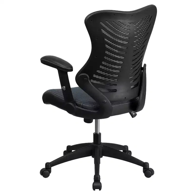 Sedia da ufficio ergonomica girevole Flash Furniture con schienale alto in rete, braccioli regolabili