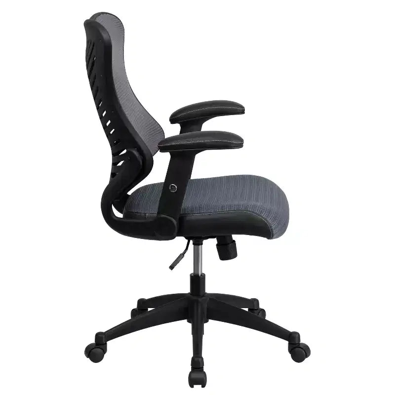 Sedia da ufficio ergonomica girevole Flash Furniture con schienale alto in rete, braccioli regolabili
