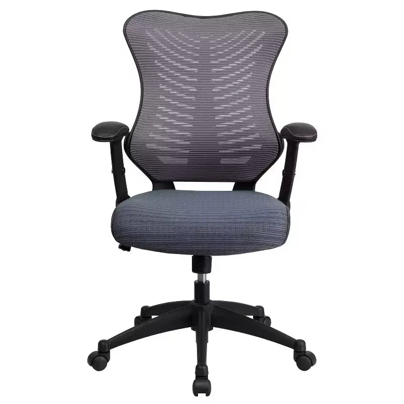Sedia da ufficio ergonomica girevole Flash Furniture con schienale alto in rete, braccioli regolabili