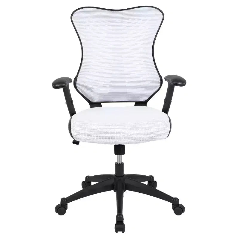 Sedia da ufficio ergonomica girevole Flash Furniture con schienale alto in rete, braccioli regolabili
