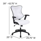 Sedia da ufficio ergonomica girevole Flash Furniture con schienale alto in rete, braccioli regolabili