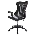 Sedia da ufficio ergonomica girevole Flash Furniture con schienale alto in rete, braccioli regolabili