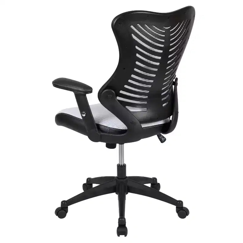 Sedia da ufficio ergonomica girevole Flash Furniture con schienale alto in rete, braccioli regolabili
