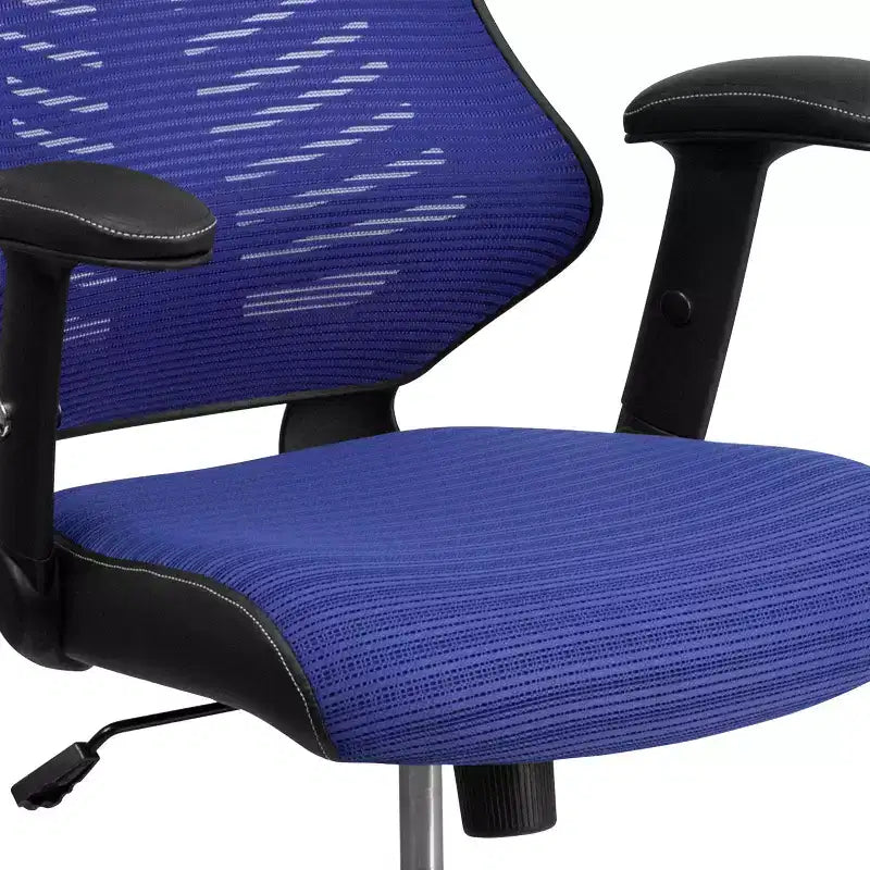Sedia da ufficio ergonomica girevole Flash Furniture con schienale alto in rete, braccioli regolabili