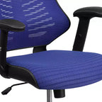 Sedia da ufficio ergonomica girevole Flash Furniture con schienale alto in rete, braccioli regolabili