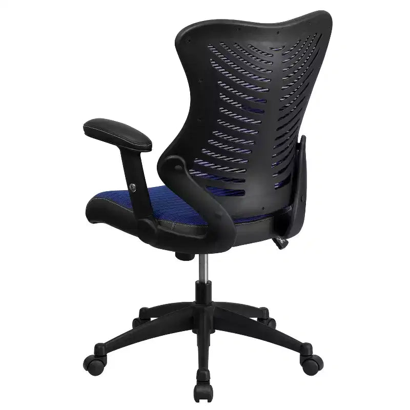 Sedia da ufficio ergonomica girevole Flash Furniture con schienale alto in rete, braccioli regolabili