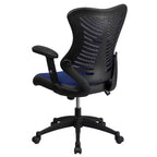 Sedia da ufficio ergonomica girevole Flash Furniture con schienale alto in rete, braccioli regolabili